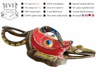 Vintage African Wooden Crocodile Mask Hanging Wall Hanging Decor Carved Statue Carving Sculpture Wood Tribal Art c1980's