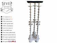 Vintage French Tall Heavy White Plant Pot Stand Table Wooden Wood Side Plinth Flower Ornament Display Shelf Prop c1950-60's