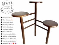 Vintage French Wooden Wood Pot Display Stand Pedestal vase ornament table trivet multi level three place circa 1970-80's