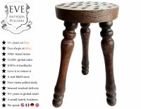 Vintage French Stool Wooden Brown Wood Medium Milking Chair Stand Display Rest Plinth Seating Prop c1960-1970's