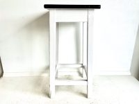Alternative view of Vintage French Stool Wooden Wood White Black Painted Kitchen Chair Seat Table Tarnish Patina Dusty Worn Wear circa 1980-90's