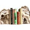French Fossilised Petrified Tree Polished Stone Book End Pair Stand Holder Display Support