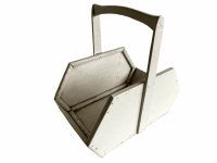 Vintage French Wooden Apple Fruit Picking Harvesting Gardening Basket Planter Display Cream White Shabby Chic circa 1970-80s