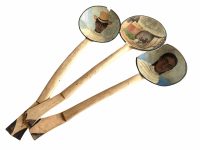 Vintage Madagascar Carved Wood Wooden Giant Large Decorative Spoon Hand Painted Wall Kitchen Decor Display c1940's