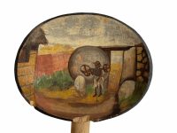 Alternative view of Vintage Madagascar Carved Wood Wooden Giant Large Decorative Spoon Hand Painted Wall Kitchen Decor Display c1940's