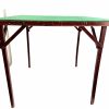 Vintage French Paris Green Felt Topped Folding Wooden Wood Foldable Folding Gaming Games Card Occassional Table c1950-60's