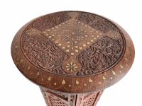 Alternative view of Vintage Indian Asian Wooden Small Folding Table Wood Stand Legs Plinth Display Serving Decor Plant Pot Stand circa 1970-80's