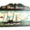 Vintage French Hand Painted Ships Stores Paddle Steamer Boat Sailing 3D Sign Traditional board display circa 1980-90's