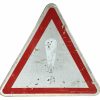Vintage French Caution Exclamation Sign Large Road Sign Marked Red White Triangular Metal Roadsign Road Automobilia c1990's