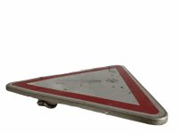 Alternative view of Vintage French Caution Exclamation Sign Large Road Sign Marked Red White Triangular Metal Roadsign Road Automobilia c1990's