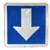 Vintage French Arrow Direction Sign Large Road Sign Marked Blue White Square Metal Roadsign Road Automobilia c1990's