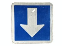 Vintage French Arrow Direction Sign Large Road Sign Marked Blue White Square Metal Roadsign Road Automobilia c1990's