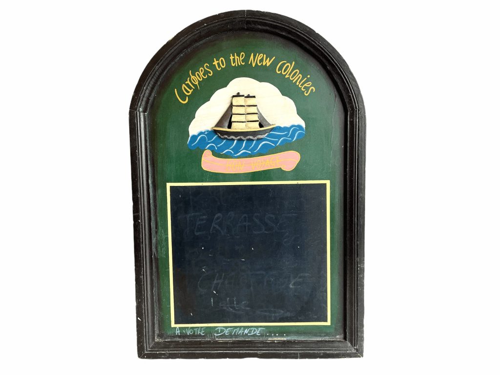 Vintage Sailing Ship Blackboard Restaurant Cafe Shop Kitchen Sign Window Wall Hanging Display Menu Black Board c1980-90’s