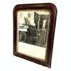 Antique French Wooden Square Wall Hanging Mirror Wood Glass Decorative Bathroom Cloakroom Hallway Circular circa 1910's