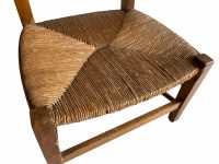 Alternative view of Vintage French Wooden Wicker Brown Wood Woven Raffia Prayer Kneeling Stool Low Small Chair Childs Seating Design c1950-60's