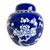Vintage Chinese Blue White Ceramic Pot Jar Vase Ginger Spice Rice Jar Storage Display Prop Display circa 1970-80's