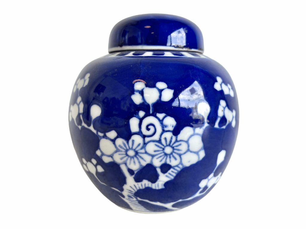 Vintage Chinese Blue White Ceramic Pot Jar Vase Ginger Spice Rice Jar Storage Display Prop Display circa 1970-80’s