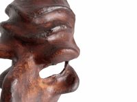 Alternative view of Vintage Venetian Leather Costume Mask Wall Decor Intricate Carved Statue Sculpture Formed Fancy Dress c1970-80's