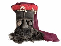 Vintage African Medium Wooden Bearded Bust Mask Wall Shell Decor Carved Statue Carving Sculpture Wood Tribal Art c1960-70's