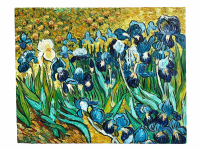 Vintage French Vincent Van Gogh Les Iris Reproduction Oil Painting Flowers Plants On Canvas Textured circa 1990-00's