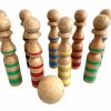 Vintage French Wooden Wood Skittles Pins Bowling Toy Toys Game Traditional Prop Decor Display circa 1960-70's