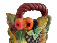 Alternative view of Vintage Balinese Hand Made Wooden Wood Fruit Basket Hanging Wall Decor Marino Gerard Souvenir Decor circa 1992's