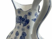 Alternative view of Vintage Chinese Large Ceramic Blue White Water Milk Lemonade Jug Pitcher Serving Vase Display Birds Flowers c1970-1980's