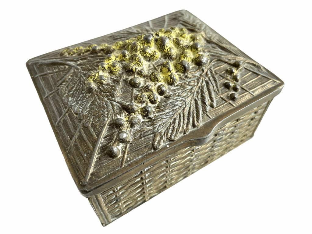 Vintage French Brass Metal Basket Small Storage Lidded Box Case Jewellery Trinket Dish Pot circa 1950-60’s