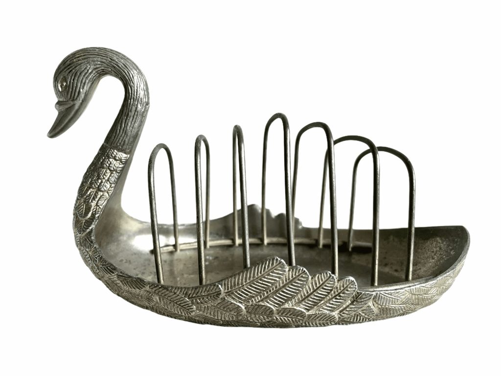 Vintage French Fois Gras Duck Pate Toast Rack Swan Shaped Serving breakfast table letter stand display circa 1970/80’s
