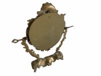 Alternative view of Vintage French Mirror On Adjustable Brass Stand Glass Decorative Dressing Table Putti Angel Decor Cast Metal Ornate c1970's