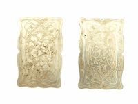 Antique Chinese INDIVIDUAL Mother Of Pearl Large Hexagonal Gaming Chip Counter Token Hand Carved Ornate Lotus Flower c1850's