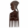 Vintage Large African Comb Ornament Afro Pick Wood Hair Primitive Sculpture Carving Tribal Art Decor Slide Head c1970-80's