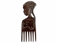 Vintage Large African Comb Ornament Afro Pick Wood Hair Primitive Sculpture Carving Tribal Art Decor Slide Head c1970-80's