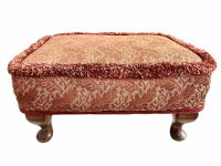 Vintage French Stool Cushioned Small Wooden Wood Side Stand Flower Pot Ornament Display Foot Rest Design c1950-60's