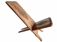 Vintage African Wooden Brown Natural Wood Birthing Chair Stool Chair Book Stand Display Foot Rest Plinth Seating c1980-90's