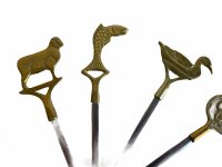 Alternative view of Vintage Turkish Kebab Grill Toasting Cooking Fork Skewers Cutlery Silverware Flatware Decorative Brass Metal c1980-1990s