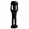 Vintage African Wooden Black Natural Wood Woman Figurine Standing Ornament Tribal Carving Statue Decor Display c1980-90's