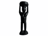 Vintage African Wooden Black Natural Wood Woman Figurine Standing Ornament Tribal Carving Statue Decor Display c1980-90's