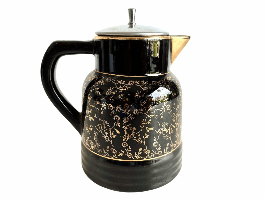 Vintage English Stoneware Tea Pot Teapot Jug Pitcher Ornament Serving Display Traditional Ornate Design Clay c1960-70’s