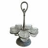 Antique French Sauce Spice Stand Serving metal glass salter spice pepper table stand condiments display circa 1920-30's
