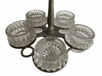 Alternative view of Antique French Sauce Spice Stand Serving metal glass salter spice pepper table stand condiments display circa 1920-30's