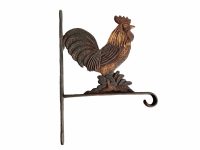 Vintage French Painted Iron Chicken Wall Bracket Bell Planter Hook Hanging Basket Flower Hanger Cast circa 1970-80's