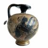 Vintage Greek Terracotta Black And Sand Small Oil Wine Water Flask Vase Decanter Ornament Handmade Decor Design c1970-80's