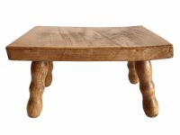 Vintage French Bench Stool Small Tiny Table Wooden Wood Chair Seat Side Stand Flower Pot Display Shelf Prop c1970-80's