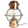Antique French Copper Oil Lamp Light Hanging Hook Decor Display Prop Lighting Storm Light DHR Onion Nautical c1940-50's
