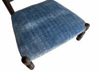 Alternative view of Vintage French Childs Wooden Brown Blue Wood Prayer Chair Kneeling Stool Nursing Childs Seating Kneel Pray Design c1910-20's