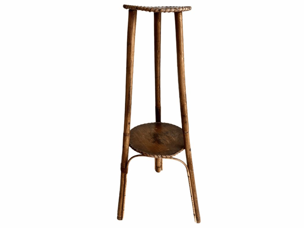 Vintage Vietnamese Asian Bamboo Brown Floor Standing Tall Shelf Pot Plant Stand Display Plinth Prop circa 1930-40’s