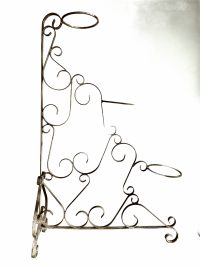 Vintage French Twisted Cast Iron Two Plant Pot Stand Pedestal Foot Vase Support Display circa 1980-90’s