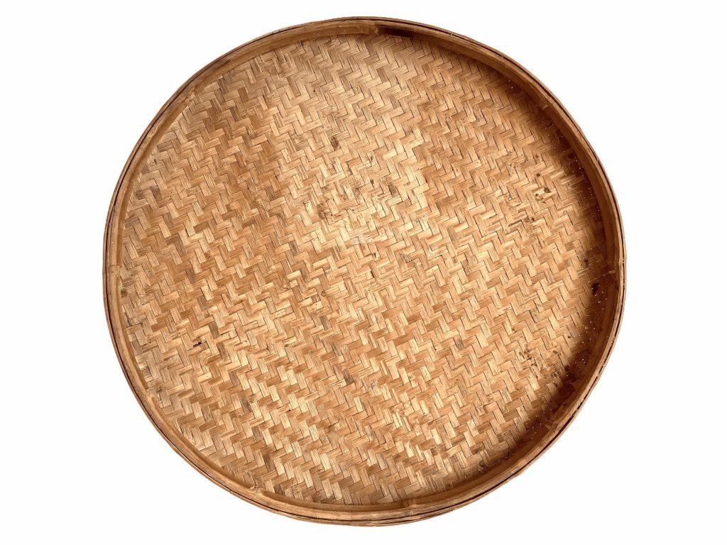 Vintage Asian Thai Woven Wicker Woven Circular Rice Plate Tray Dish Bowl Platter Decorative Table Placemats circa 1980-90's