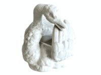 Vintage French White Ceramic Swan Shaped Pot Vase Bowl Dish Decorative Display Serving Prop Table DAMAGED circa 1970-80's